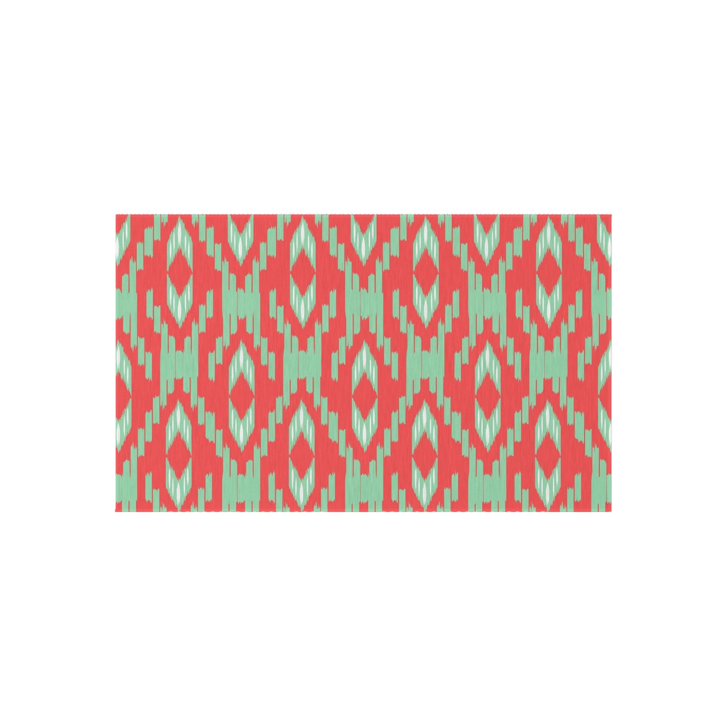 Coral Green l Ikat Pattern Outdoor/Indoor Rug | Geometric Patio Mat