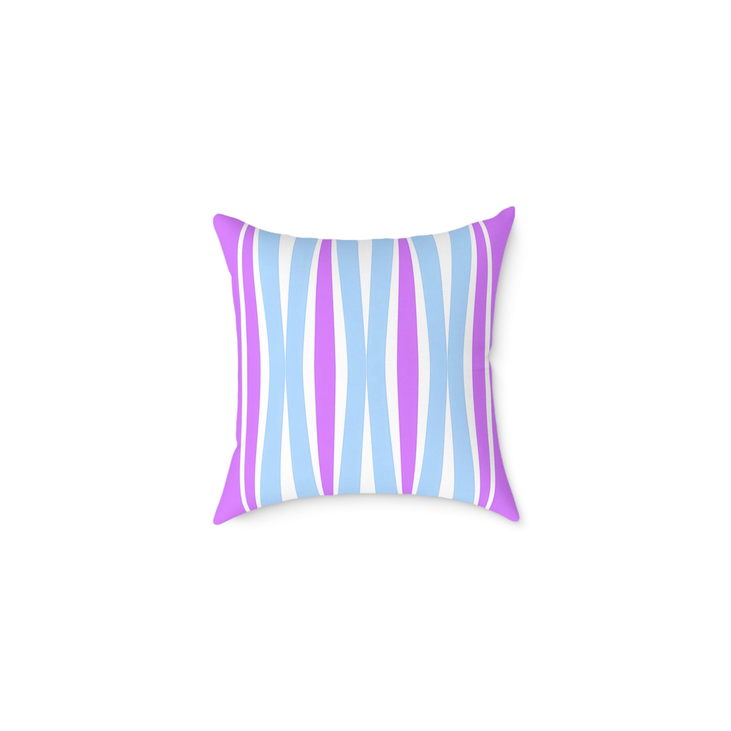 Pastel Wave Stripe Square Pillow | Blue Magenta Mid-Century Modern