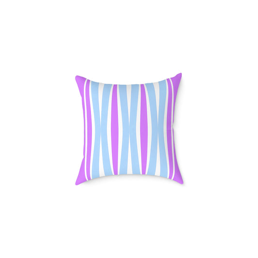 Pastel Wave Stripe Square Pillow | Blue Magenta Mid-Century Modern