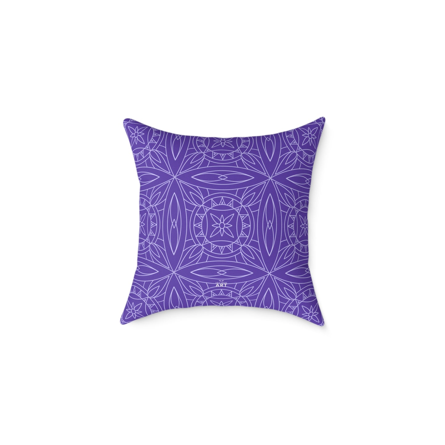 Geometric Kaleidoscope Pattern Square Pillow | Purple White Tile Decorative Pillow