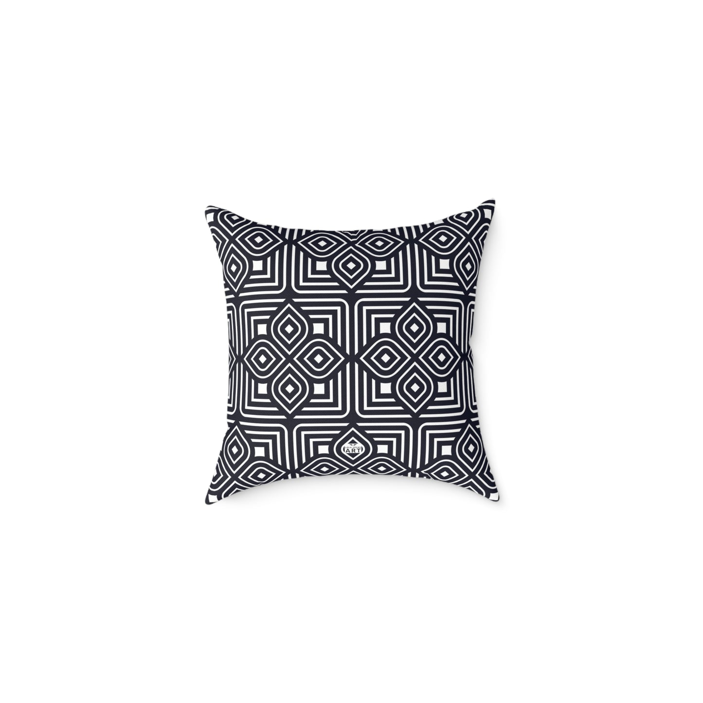 Geometric Moroccan Tile Square Pillow | Navy Canvas Throw Pillow