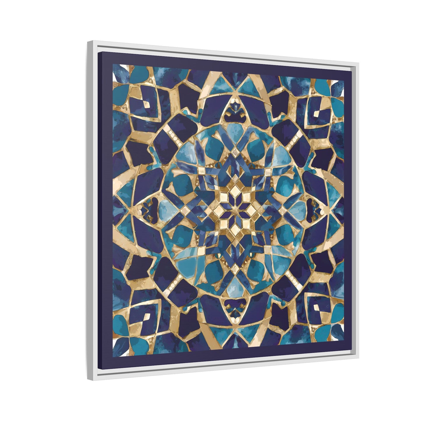 Framed Blue Moroccan Mosaic Wall Art — Matte Canvas Print
