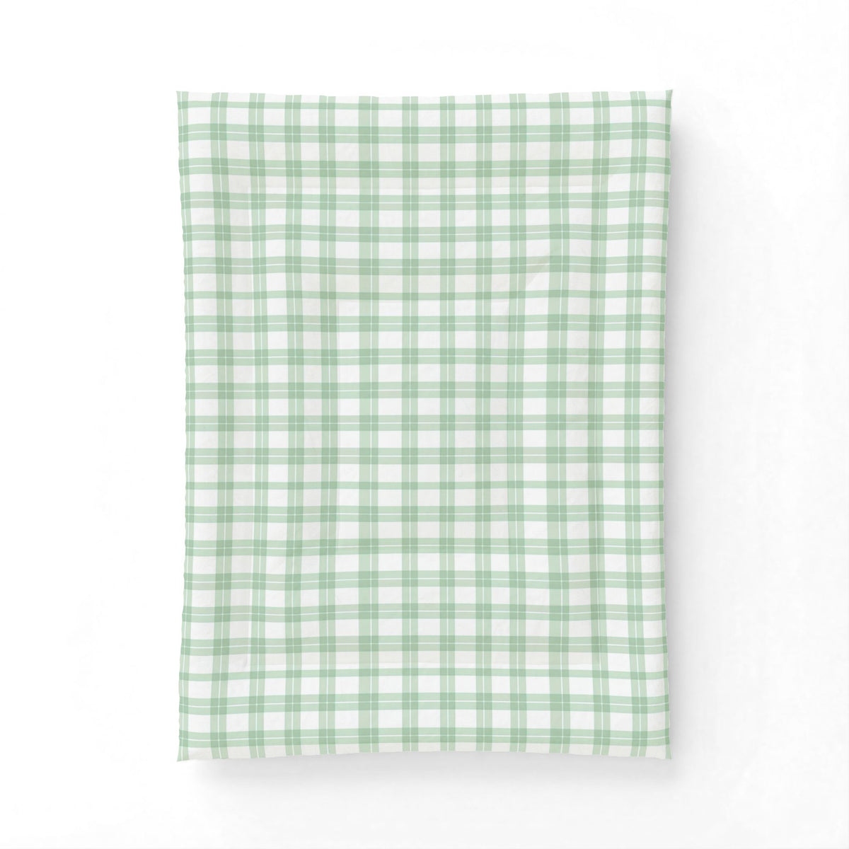 Green White Plaid Cotton Comforter | Pastel Check Bedding