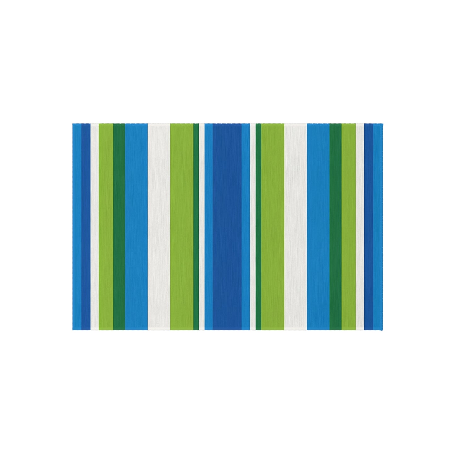 Blue Green Stripe Outdoor/Indoor Rug | Striped Patio Mat, Weatherproof Porch Rug