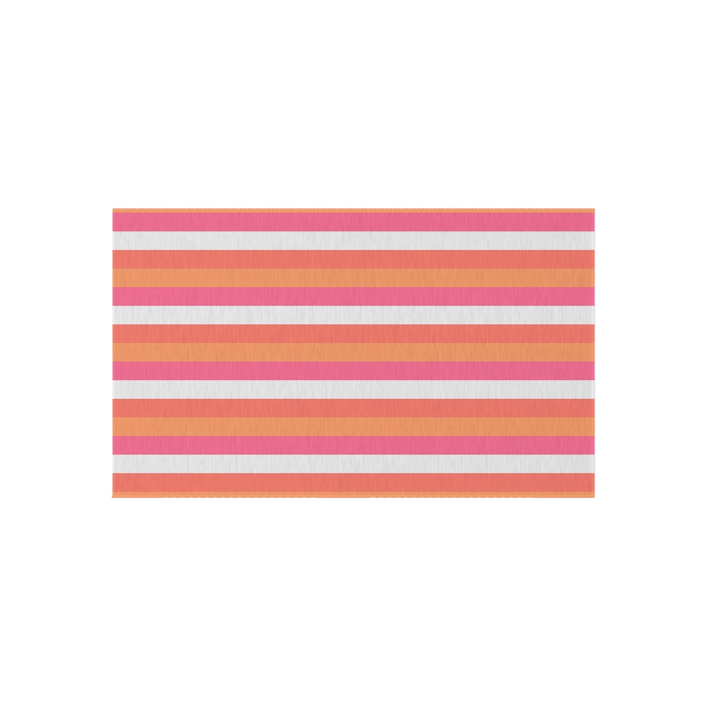 Coral Pink Striped Outdoor Rug | Patio Mat, Water-Resistant