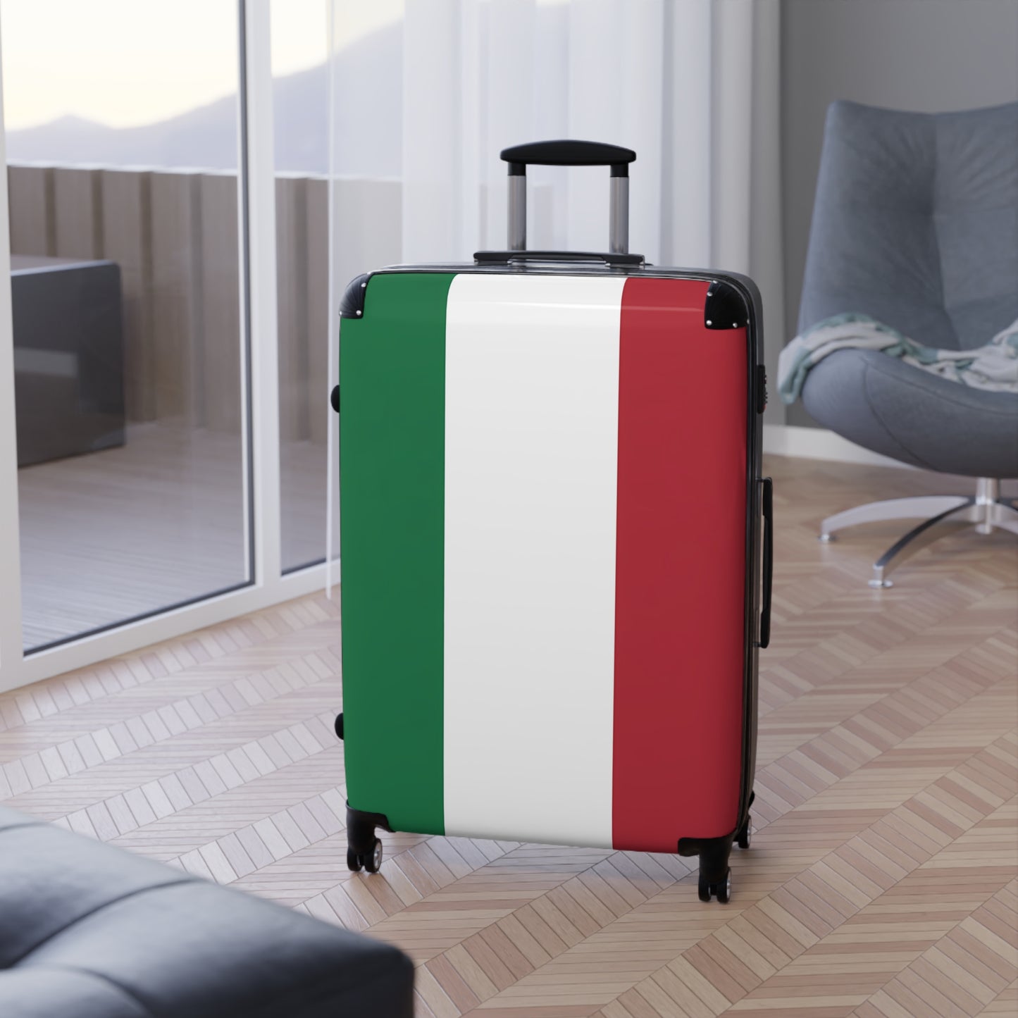 Italian Flag Suitcase | Green White Red Luggage, Travel Spinner