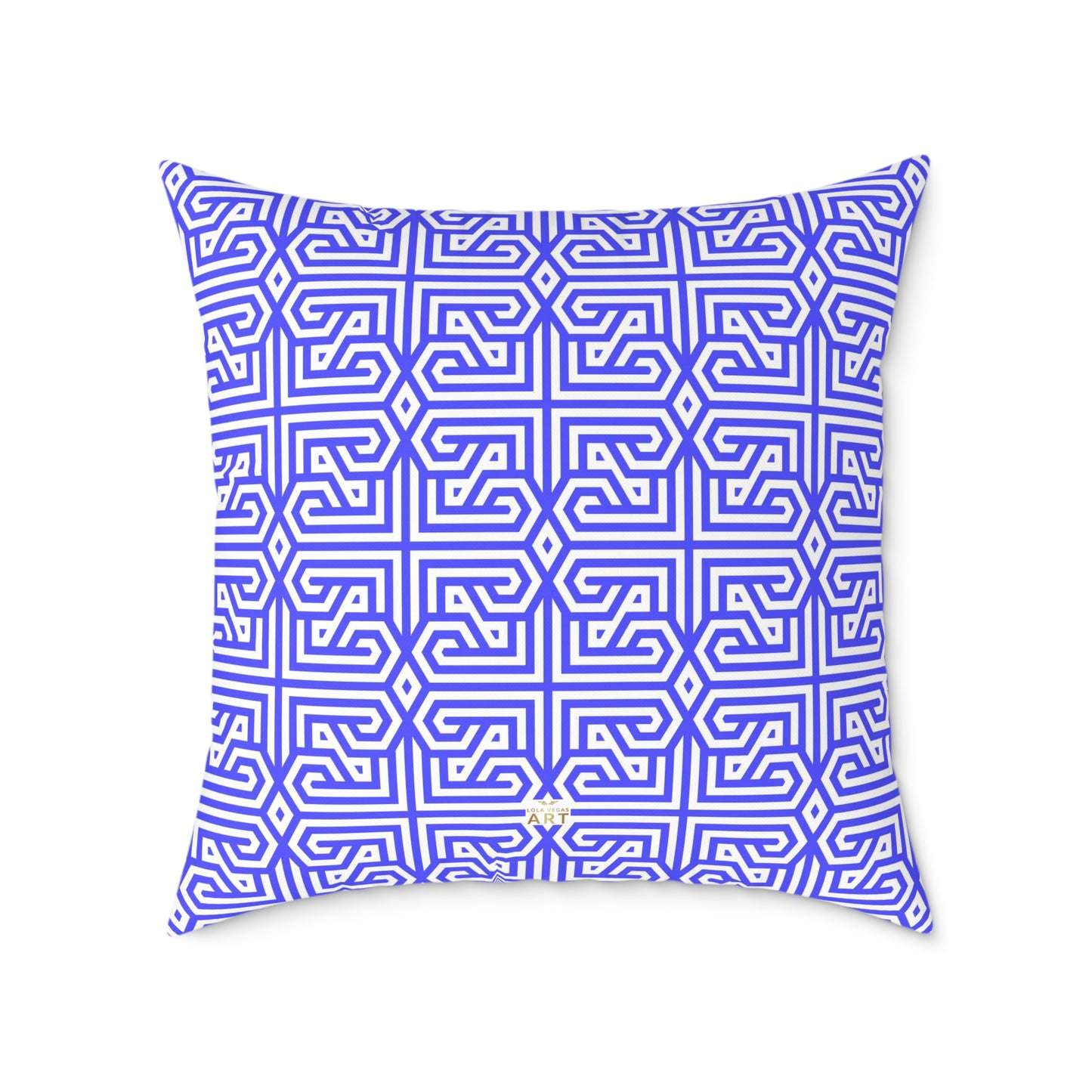 Geometric Greek Key Pattern Periwinkle Pillow | Square Canvas Throw Pillow, Modern Home Decor, Accent Cushion, Gift for Her, Boho Style,