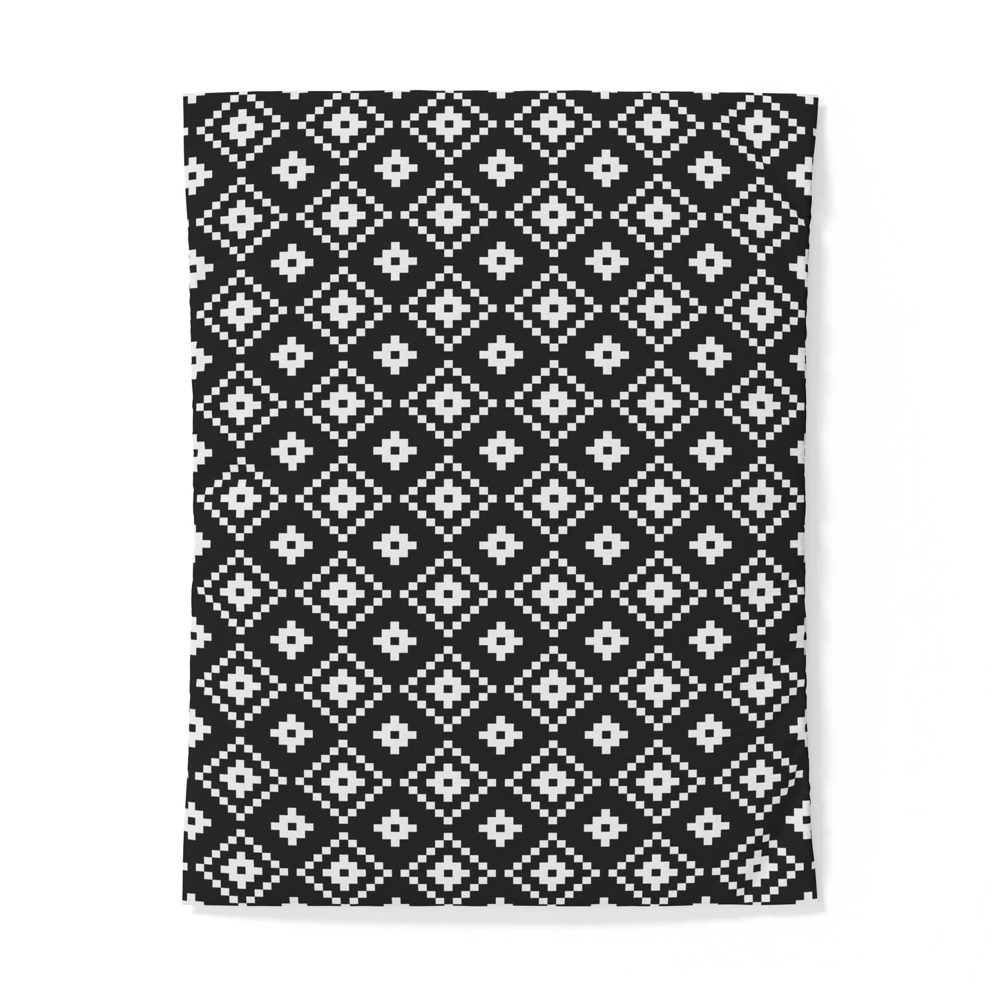Black White Geometric Diamond Pattern duvet cover | Tribal Pixel Motif