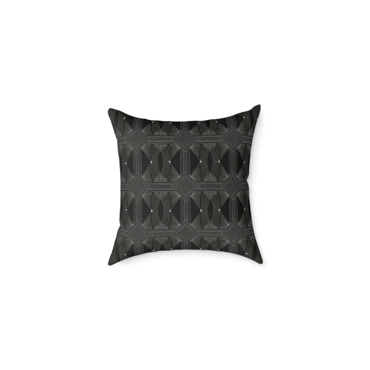 Geometric Black Tile Pattern Square Poly Canvas Pillow | Modern Decorative Throw