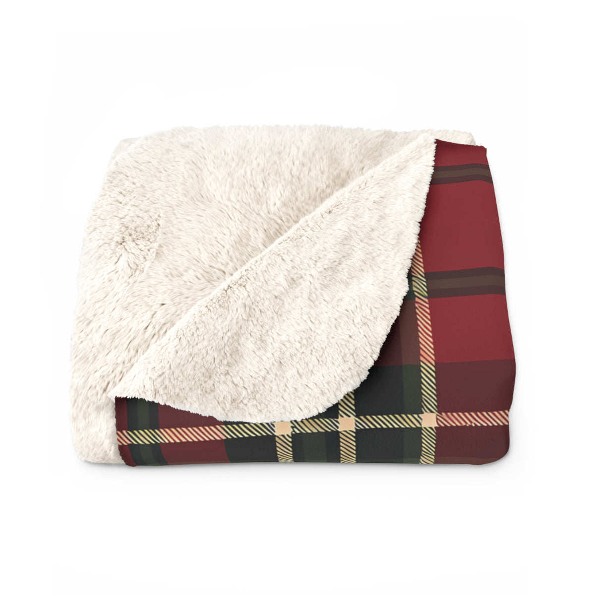Red Plaid Tartan Sherpa Blanket | Cozy Holiday Throw