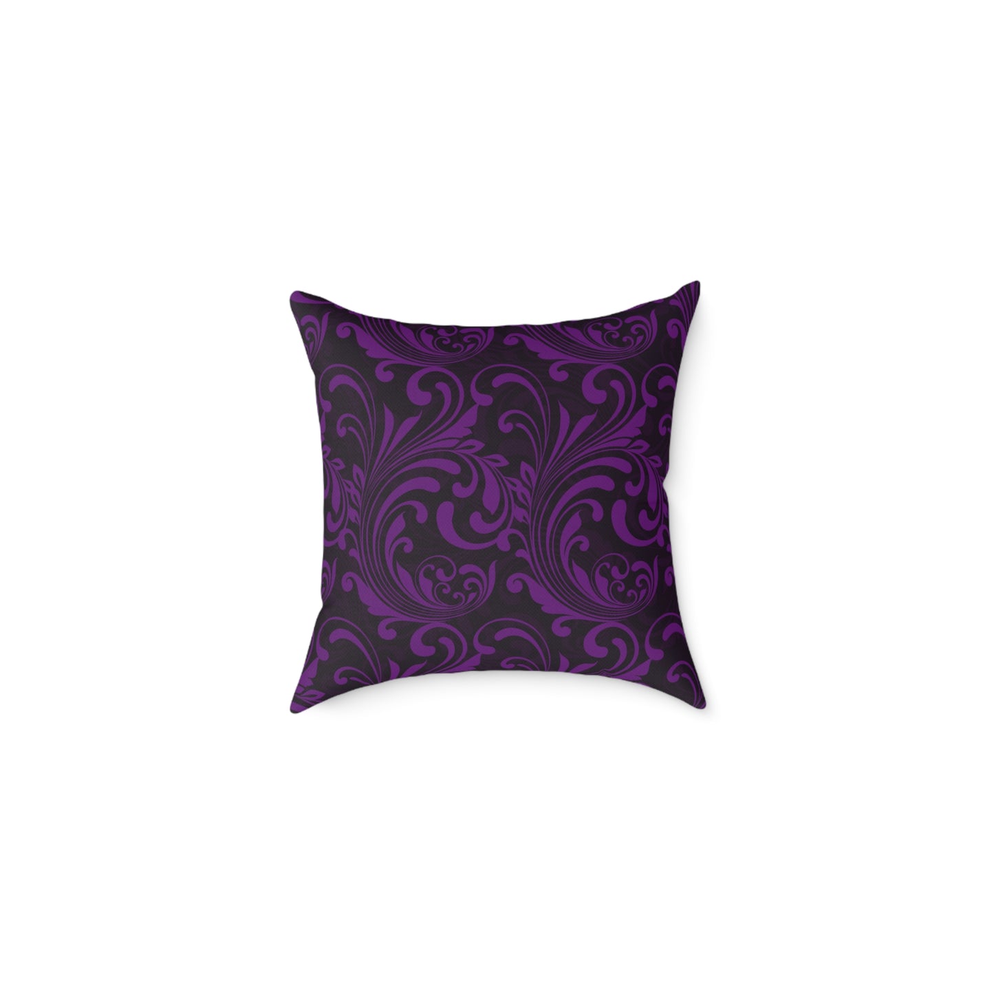 Purple Black Baroque Scroll Pillow | Square Throw Pillow, Dark Floral Damask