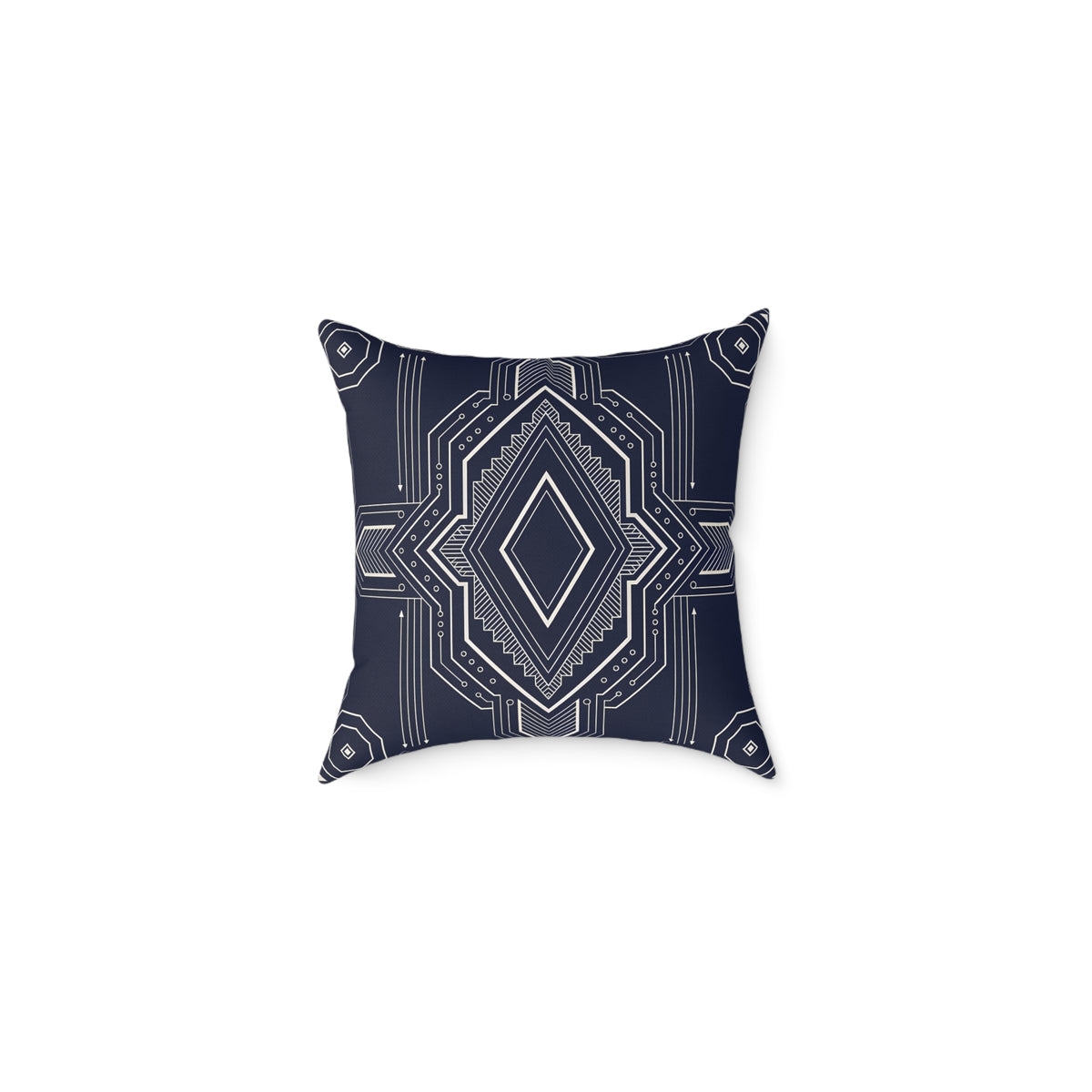 Geometric Diamond Pattern Square Poly Canvas Pillow | Navy Aztec Throw Pillow