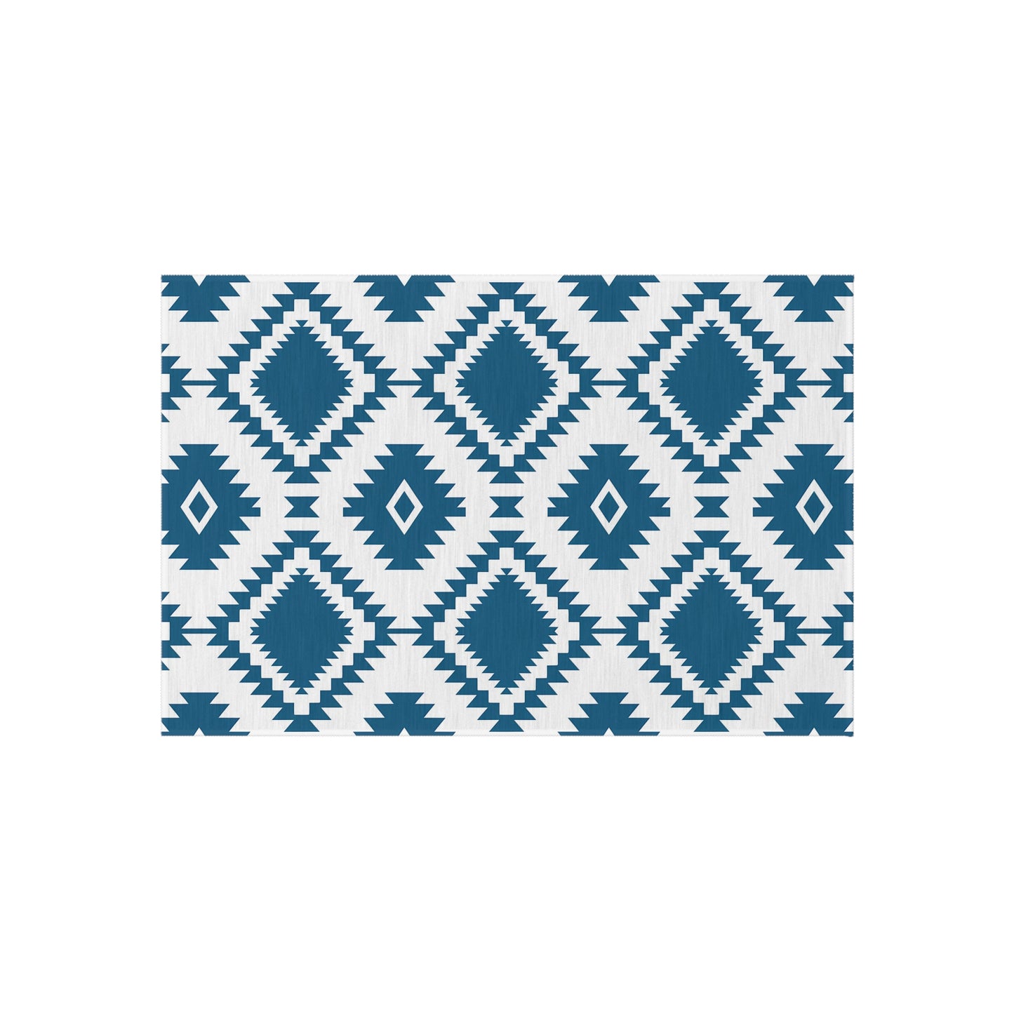 Blue White Aztec Diamond Outdoor/Indoor Rug | Geometric Patio Mat