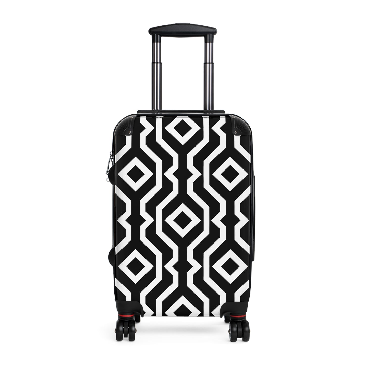 Black White Geometric Pattern Suitcase | Modern Diamond Luggage