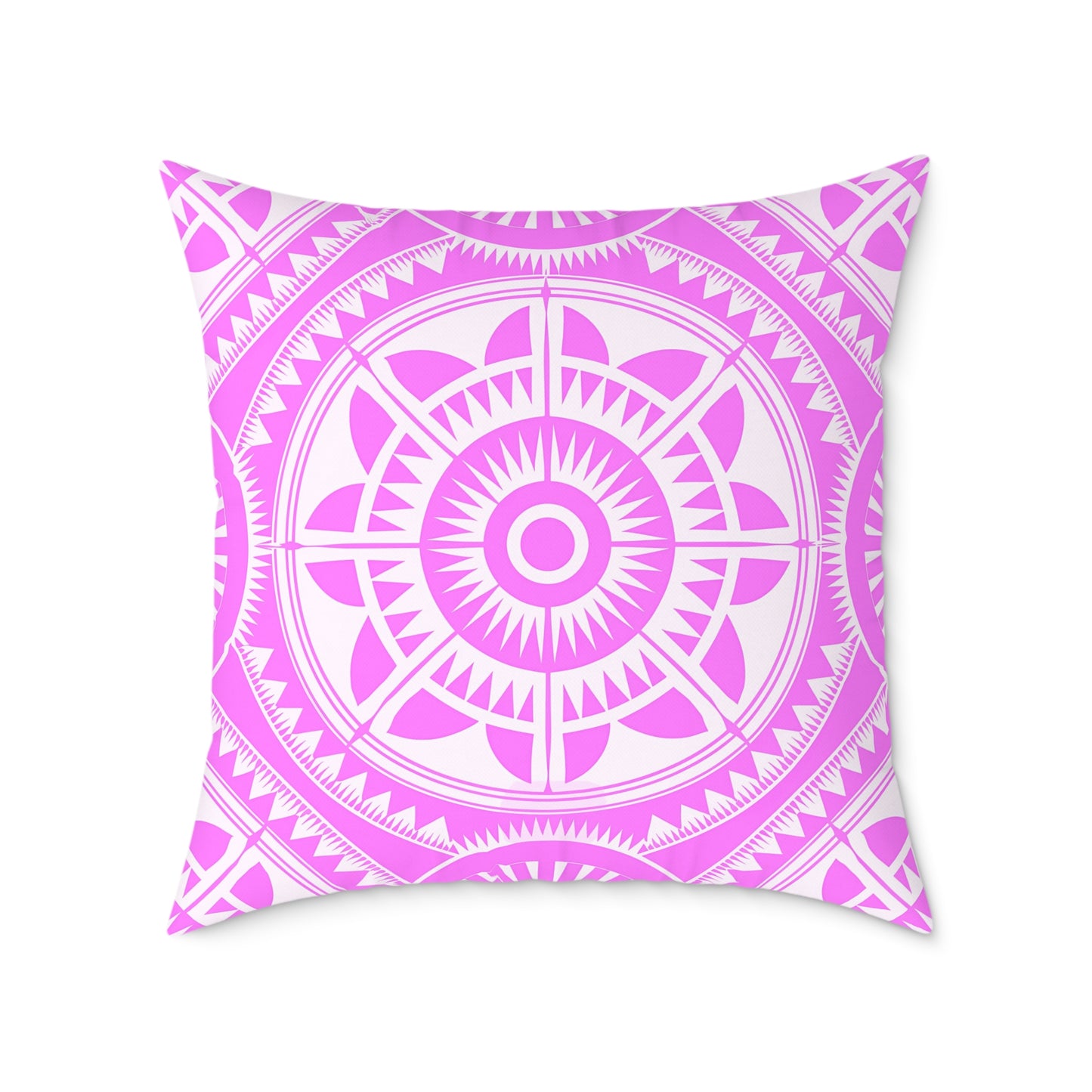 Bohemian Decorative Pink White Pillow, Cozy Home Accent, Mandala Throw Cushion, Gift for Her, Boho Chic Interior