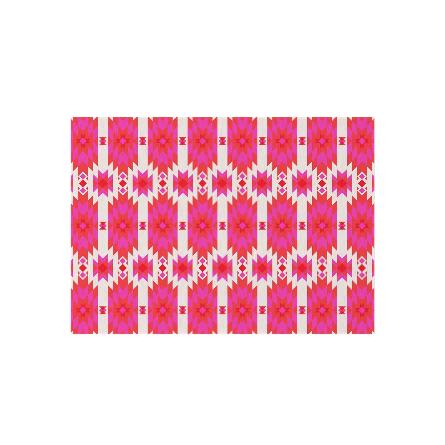 Pink Orange Aztec Geometric Pattern Outdoor/Indoor Rug | Southwestern Boho Patio Mat