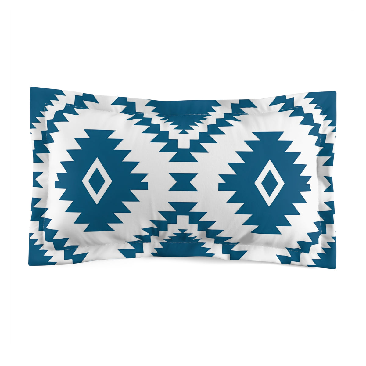 Teal Tribal Diamond Pattern Pillow Sham | Geometric Southwestern Design
