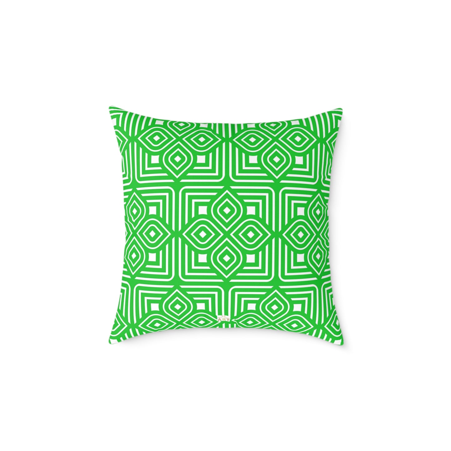 Geometric Diamond Tile Square Pillow | Green White Pattern Throw Pillow