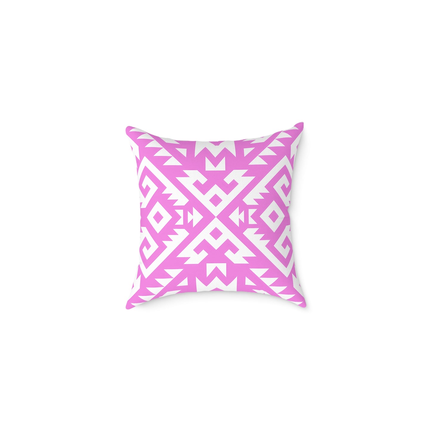 Pink White Boho Geometric Aztec Pattern Pillow | Square Pillow