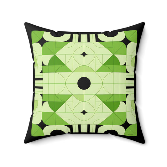 Geometric Green and Black Accent Pillow, Modern Decorative Pillow, Home Decor Gift, Unique Couch Cushion, Boho Pillow, Abstract Decor - LOLA VEGAS ART