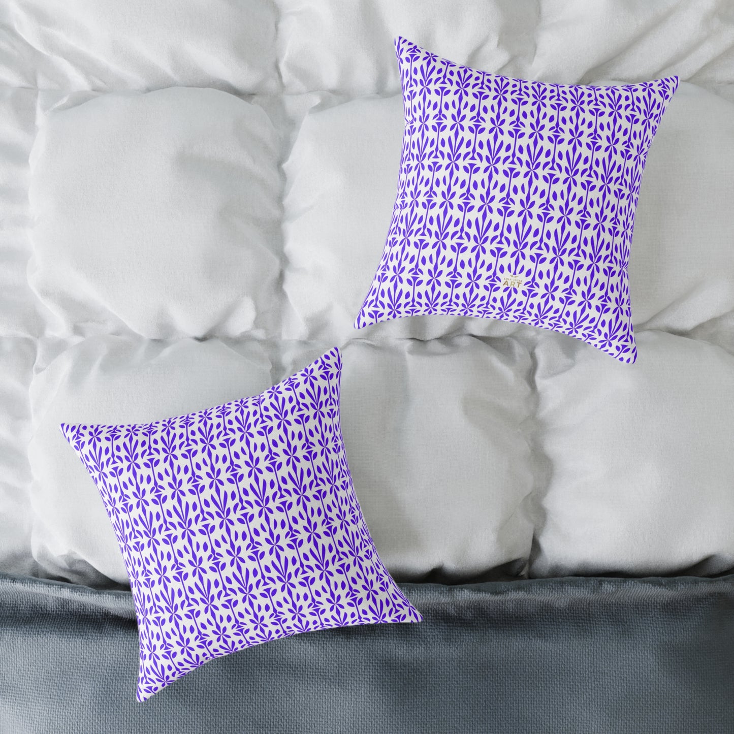 Purple Floral Tile Pattern Pillow | Geometric Boho Throw Pillow, Gift for Her, Decorative Throw Cushion, Boho Decor, Living Room Accent