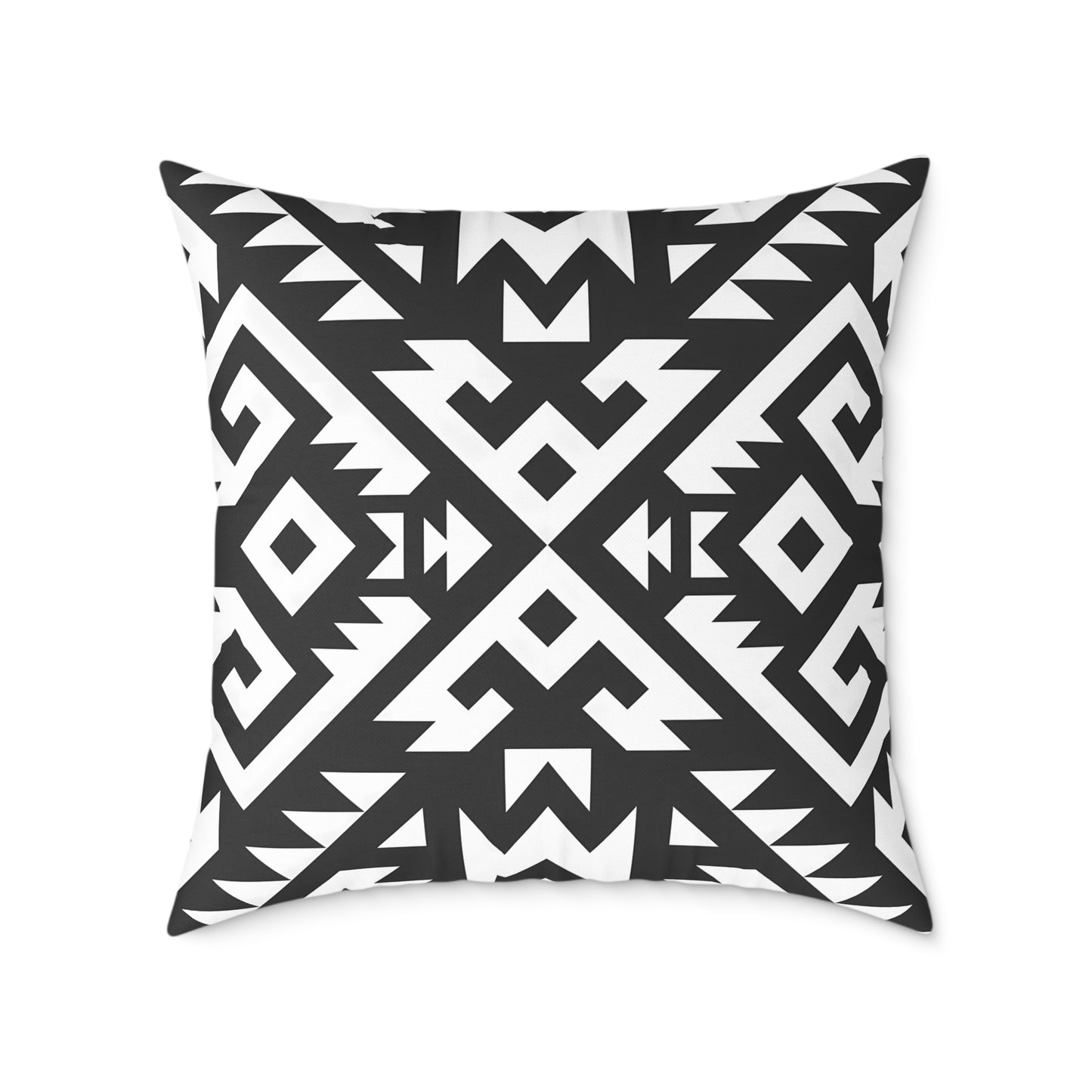 Black White Geometric Aztec Pattern Pillow | Square Pillow