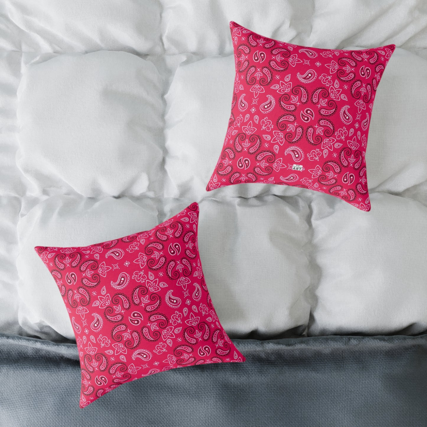 Red-Rose Paisley Pattern Pillow | Square Throw Pillow