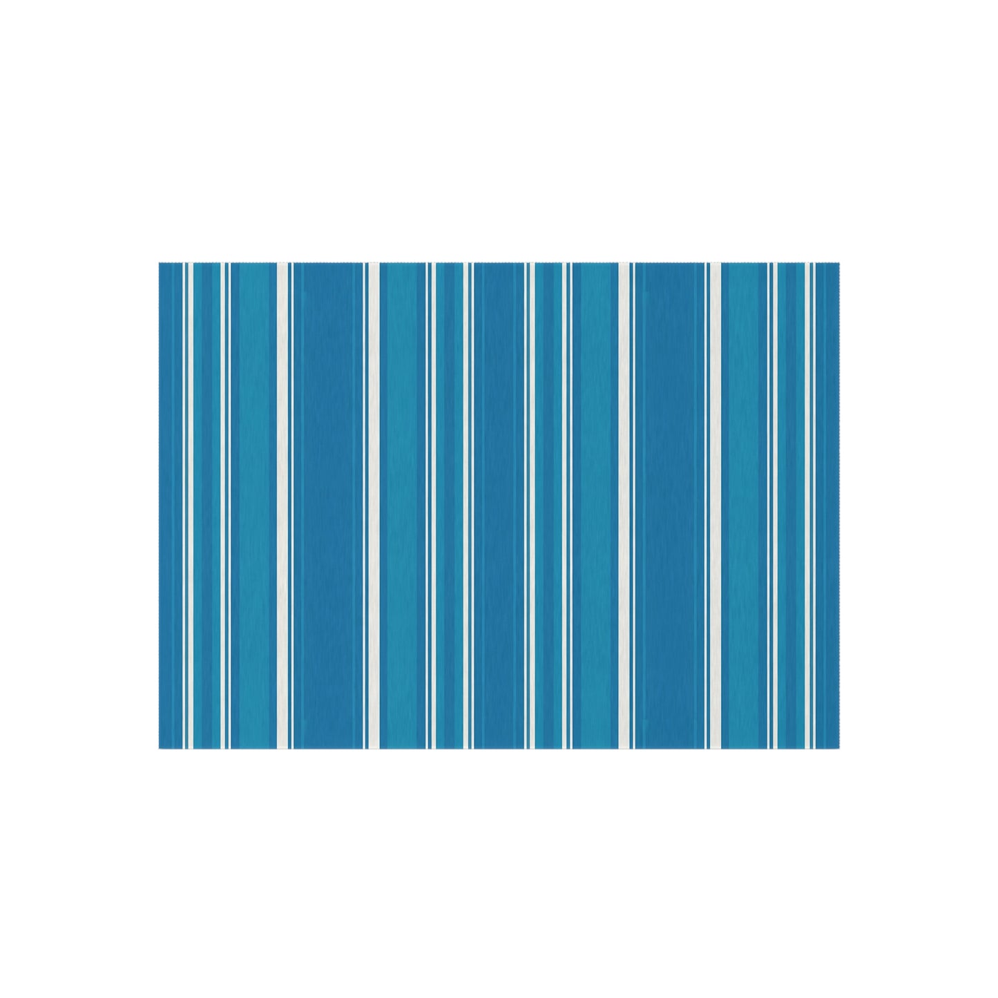 Blue Stripe Outdoor/Indoor Rug | Patio Mat, Coastal Striped Porch Rug