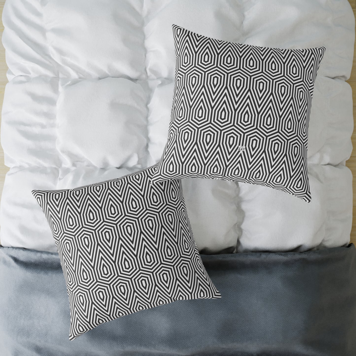 Geometric Hexagon Pattern Square Pillow | Black White Modern Throw, Modern Home Decor, Square Cushion, Accent Home Accessories, Gift for Her