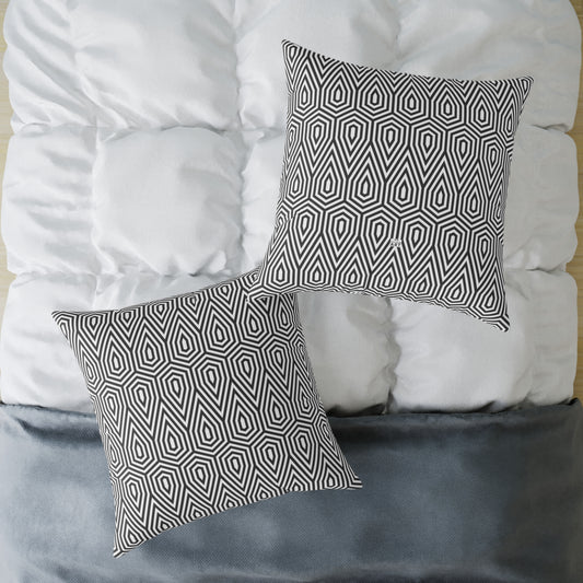 Geometric Hexagon Pattern Square Pillow | Black White Modern Throw, Modern Home Decor, Square Cushion, Accent Home Accessories, Gift for Her