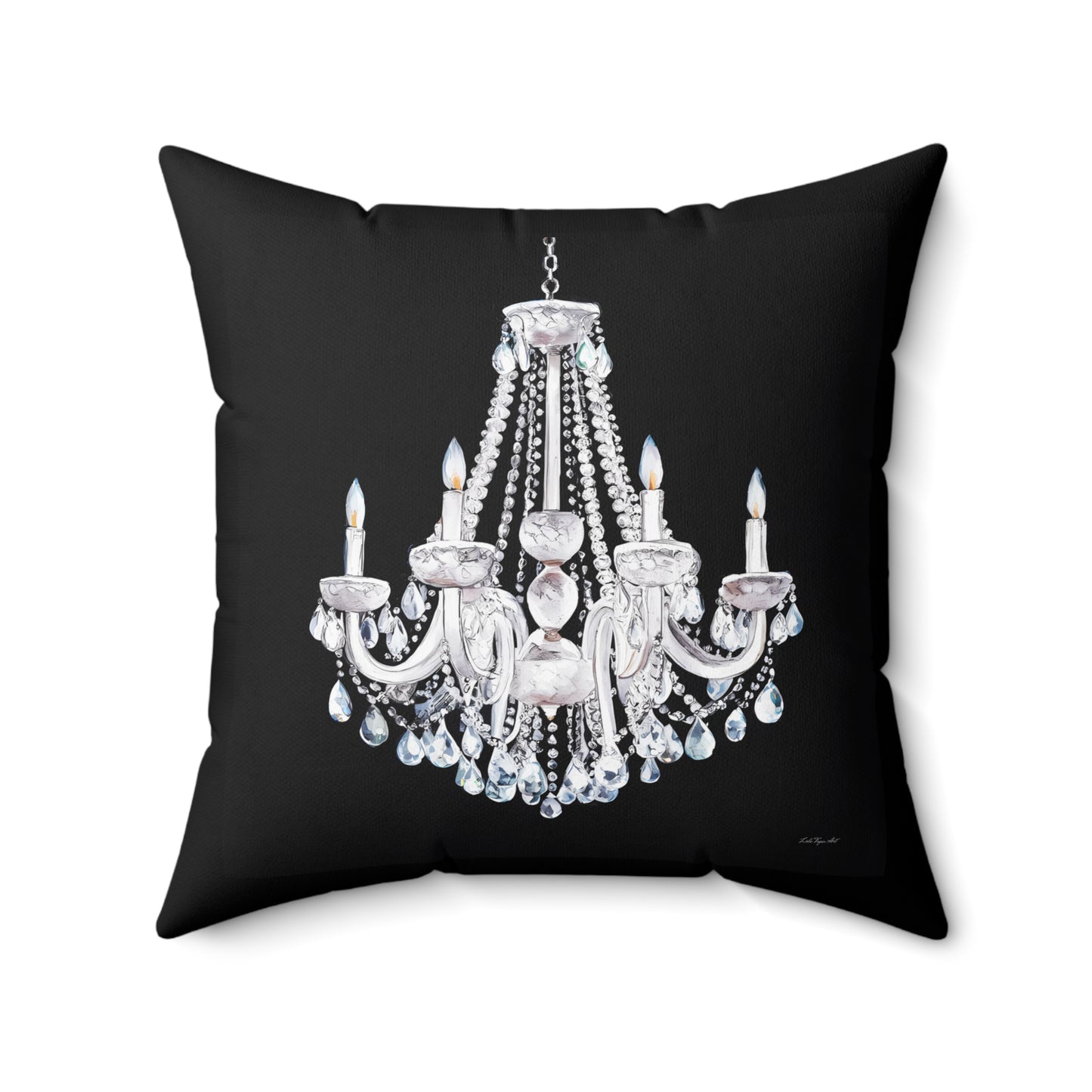 Gothic Pillow, Black Square Chandelier Pillow, Dramatic Gothic Home Decor, Glamorous Accent Pillow, Spun Polyester Square Pillow for Gothic