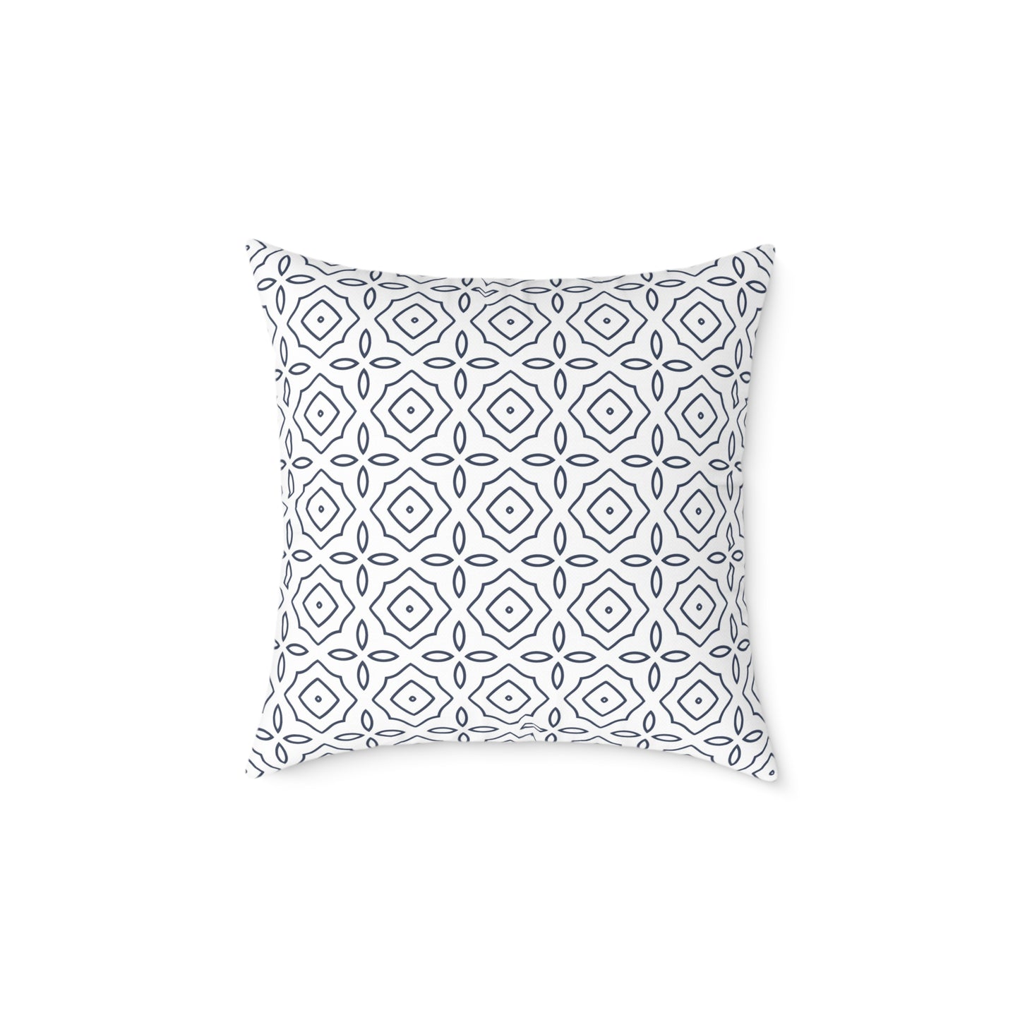 Geometric Tile Pattern Square Pillow | Blue White Moroccan Motif, Decorative Cushion, Home Decor Accent, Gift for Housewarming, Sofa Decor