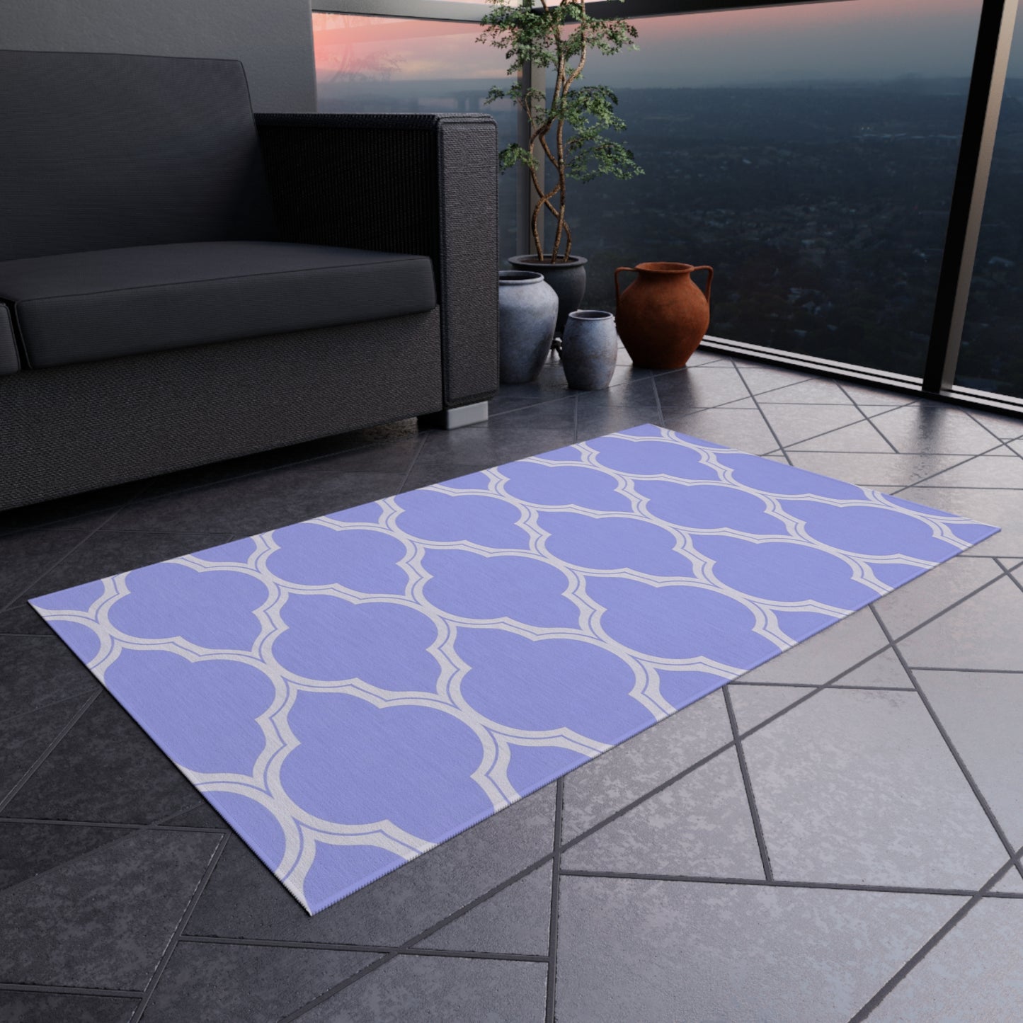 Lavender Moroccan Trellis Outdoor/Indoor Rug | Patio Mat