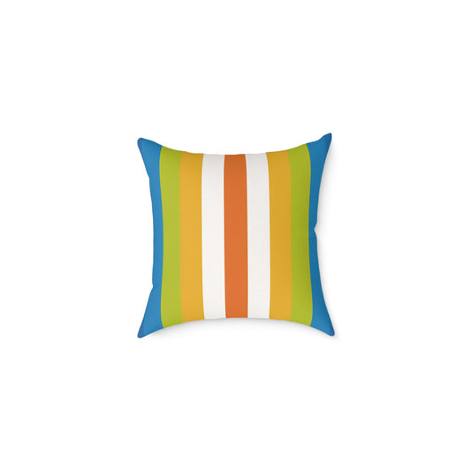 Retro Rainbow Stripes Pillow | Square Poly Canvas Pillow