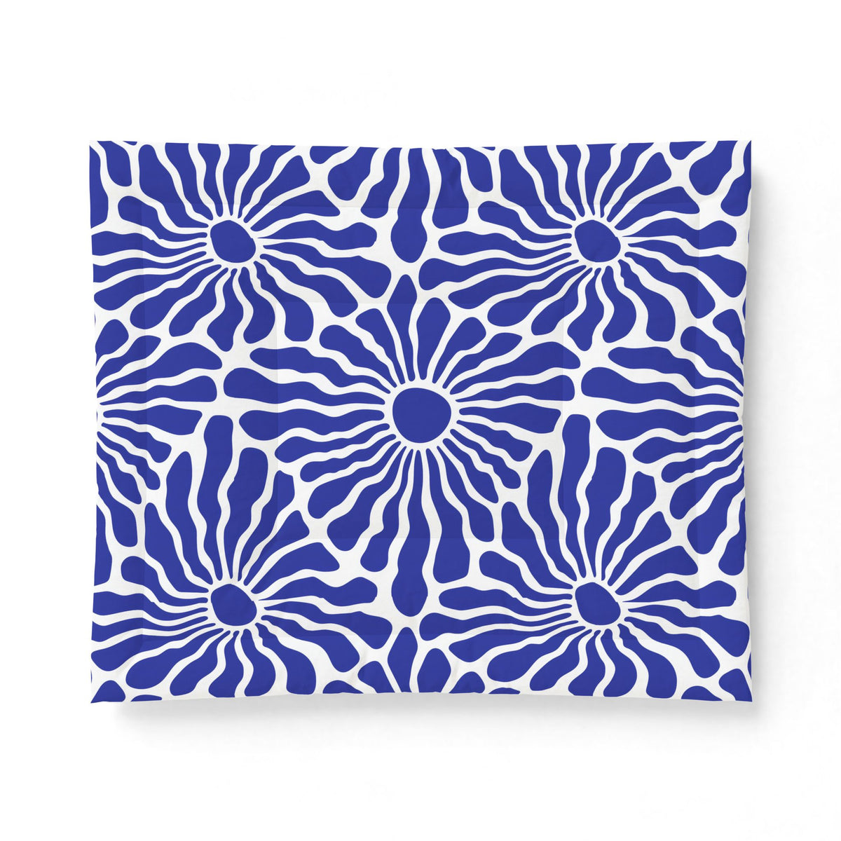 Blue Floral Burst Comforter | Duvet Cover, Navy Sunflower Pattern