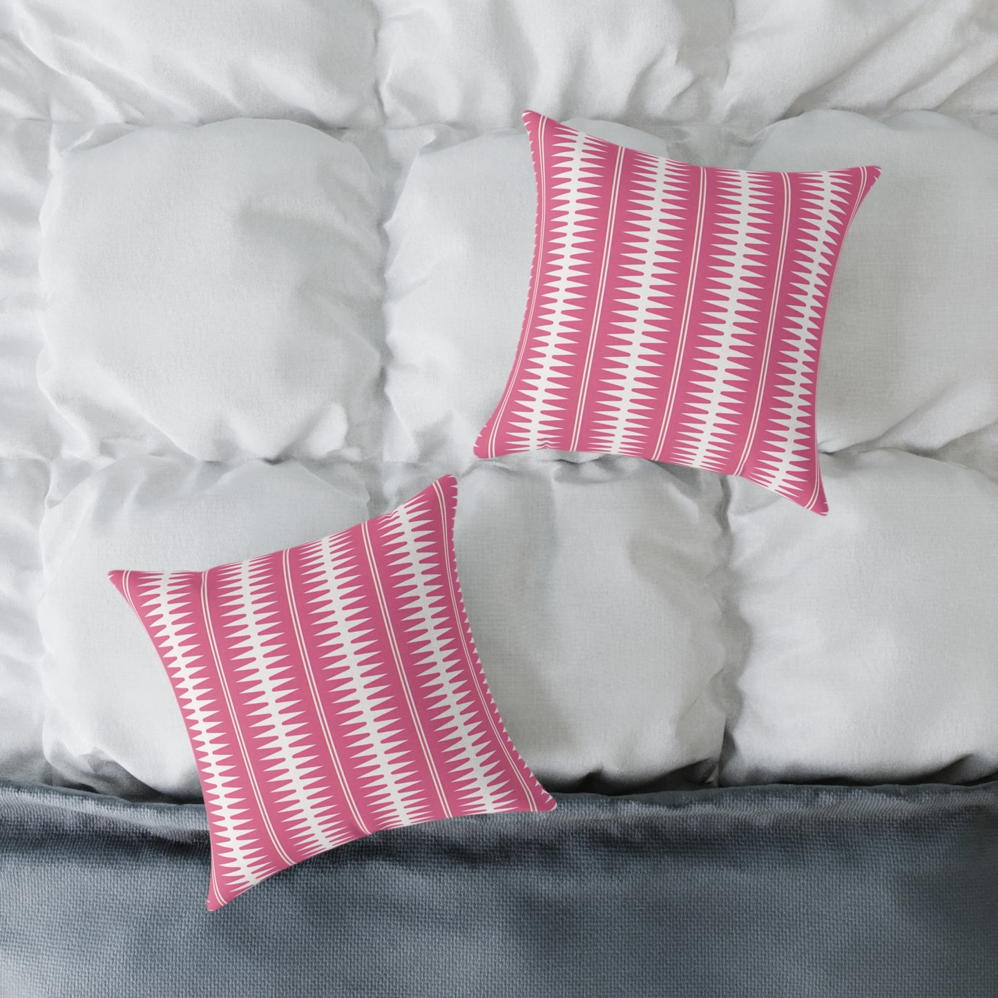 Pink White Geometric Stripe Pattern Pillow | Square Throw Cushion