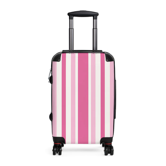 Pink Striped Suitcase | Hard Shell Luggage