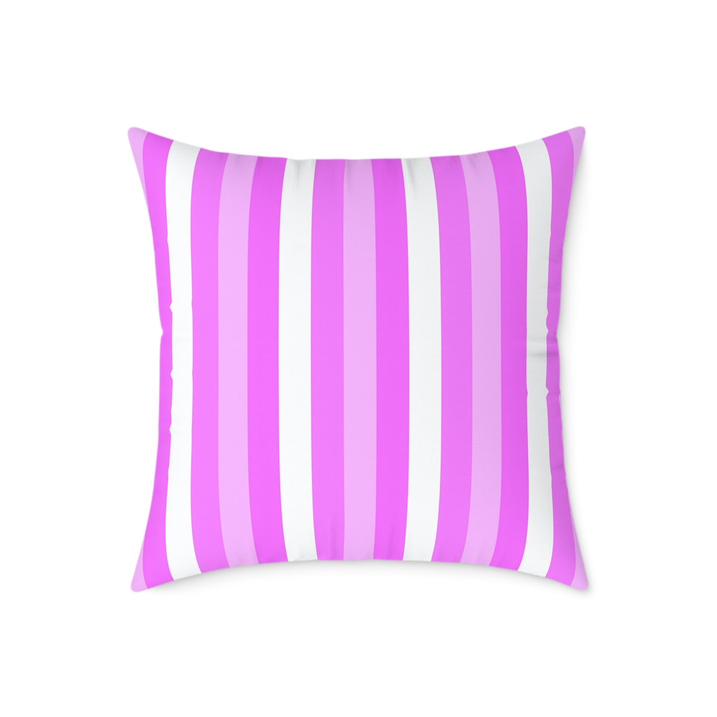 Pink White Stripe Pattern Square Pillow | Poly Canvas Pillow