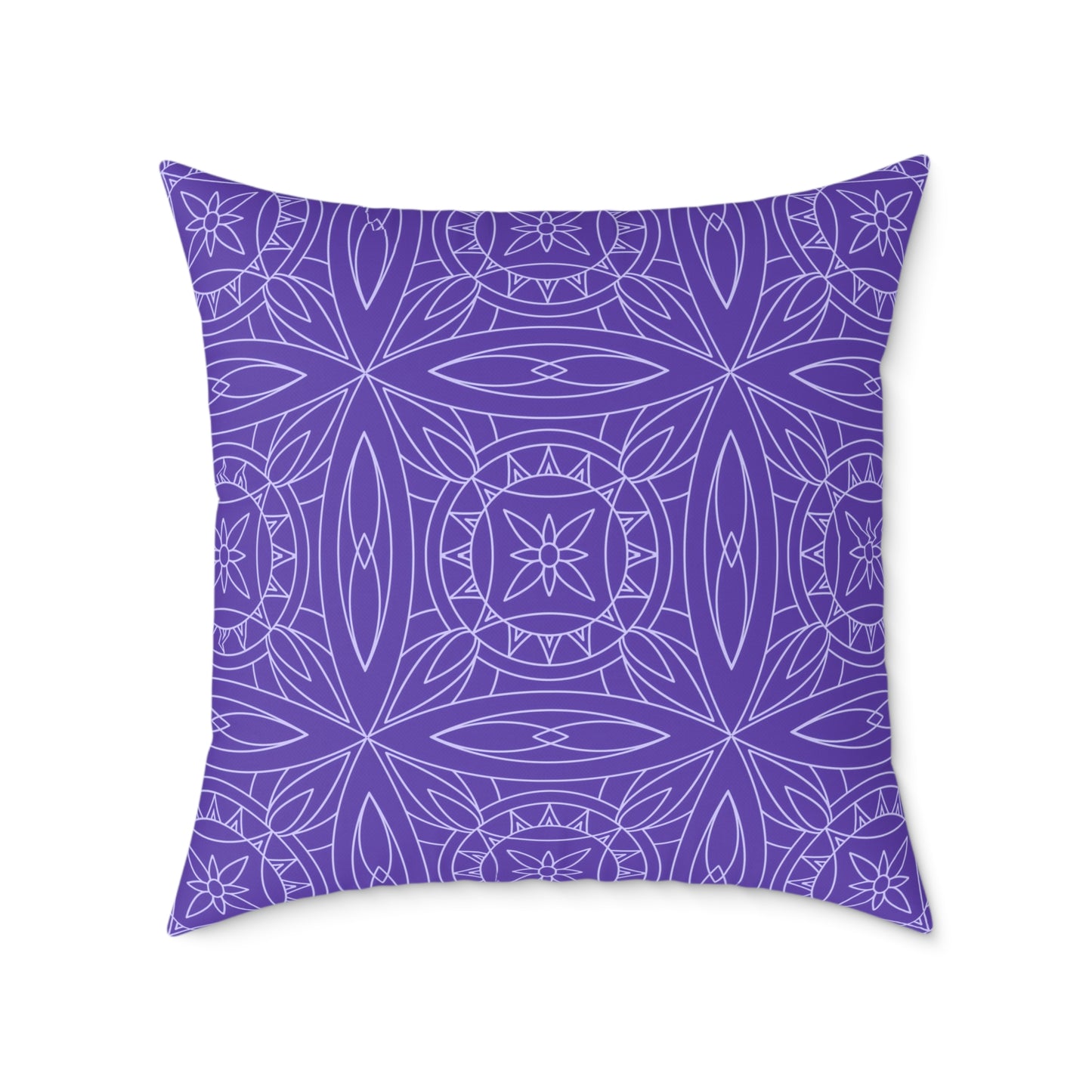 Geometric Kaleidoscope Pattern Square Pillow | Purple White Tile Decorative Pillow