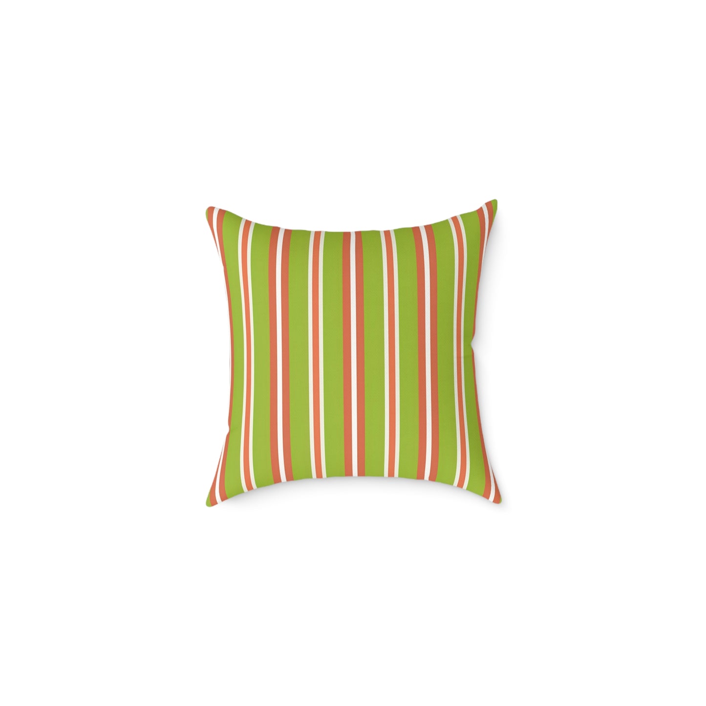 Green Orange Stripe Square Pillow | Canvas Throw , Retro Stripes