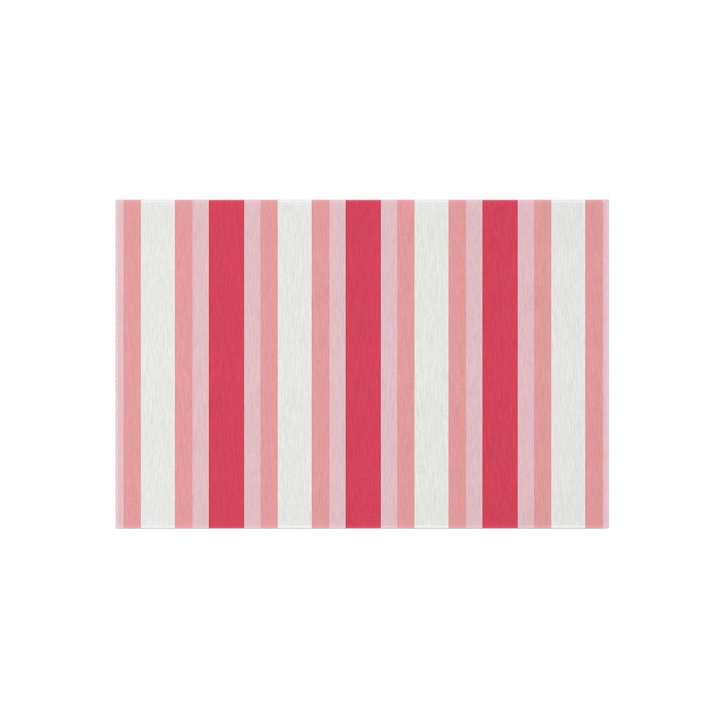 Pink White Striped Outdoor/Indoor Rug | Patio Mat, Red and Blush Stripes