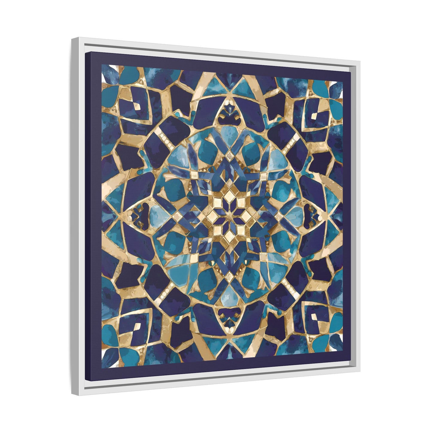 Framed Blue Moroccan Mosaic Wall Art — Matte Canvas Print