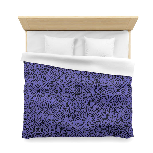 Bohemian Microfiber Duvet Cover - Cozy Bedding, Purple Floral Design, Bedroom Decor, Home Accents, Gift for Her, Festival Style - LOLA VEGAS ART