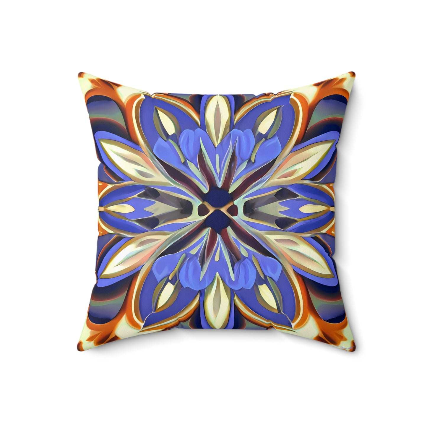 Boho Flower Square Pillow, Iris Purple Brown Cream, Unique Home Decor, Spun Polyester Cushion, Floral Accent Pillow, Floral Home Decor