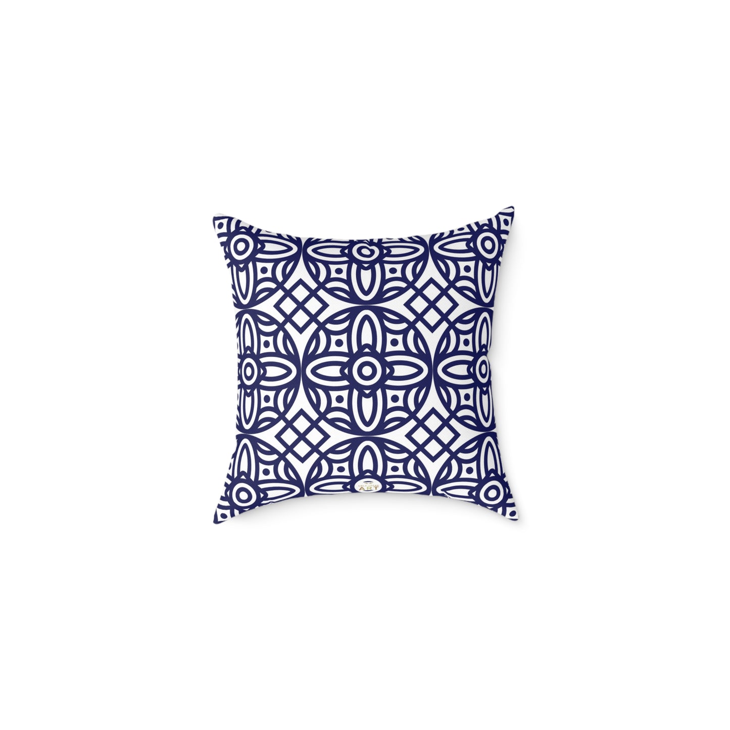 Navy Geometric Pattern Square Pillow | Blue Moroccan Motif, Boho Accent Cushion, Home Decor, Gift for Housewarming, Modern Interior Style