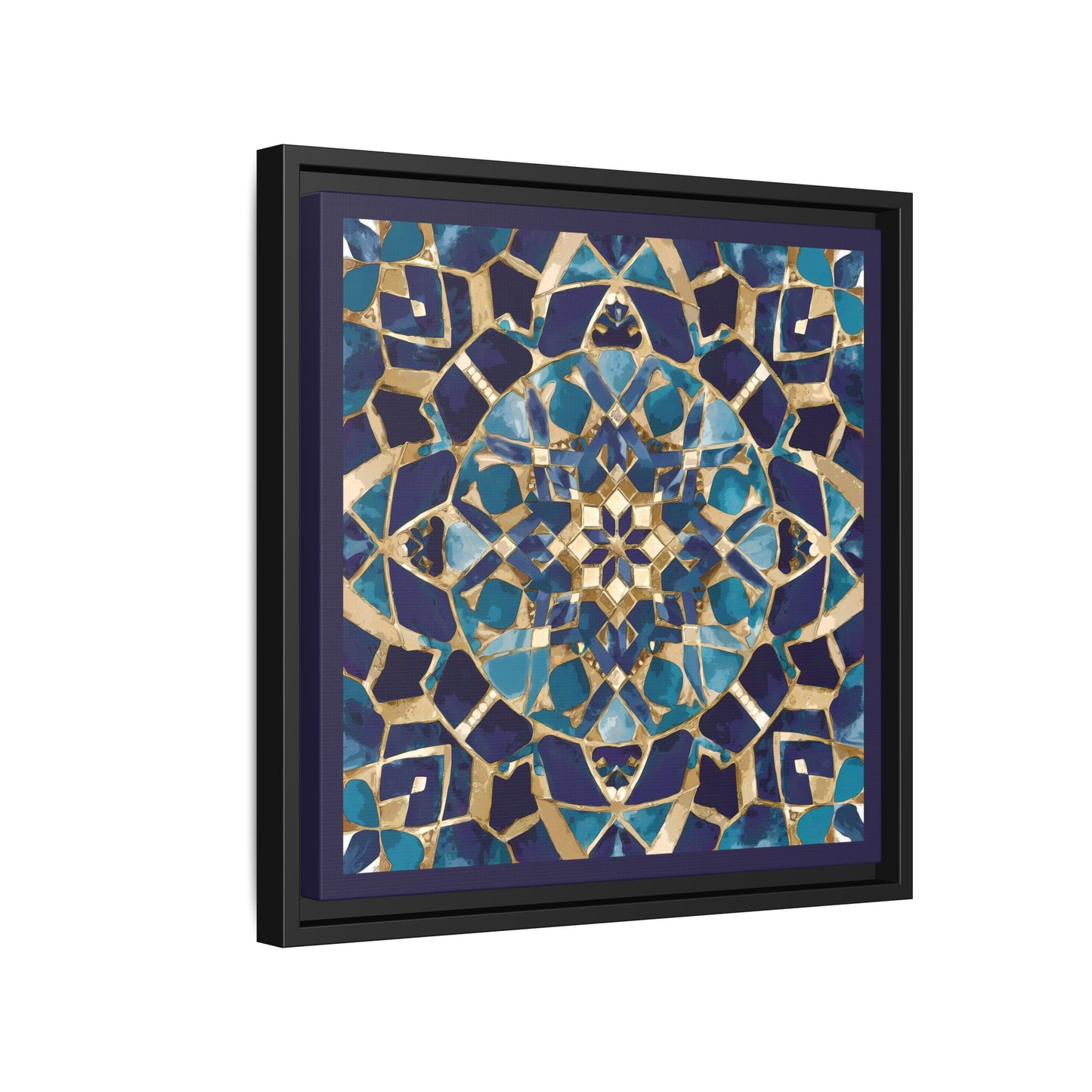 Framed Blue Moroccan Mosaic Wall Art — Matte Canvas Print