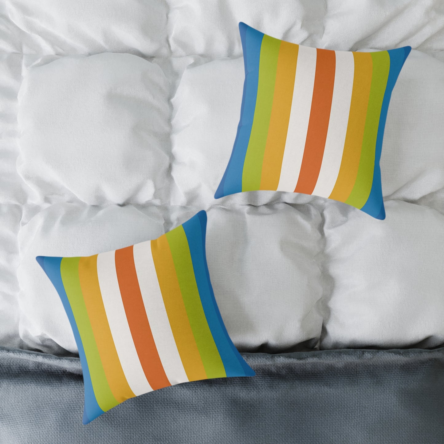 Retro Rainbow Stripes Pillow | Square Poly Canvas Pillow