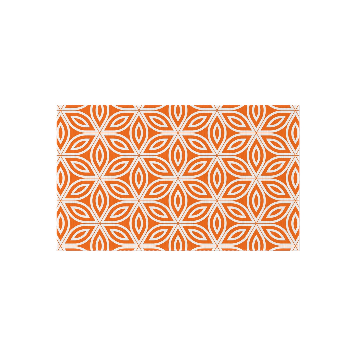 Geometric Floral Tile Outdoor/Indoor Rug | Orange Patterned Patio Mat