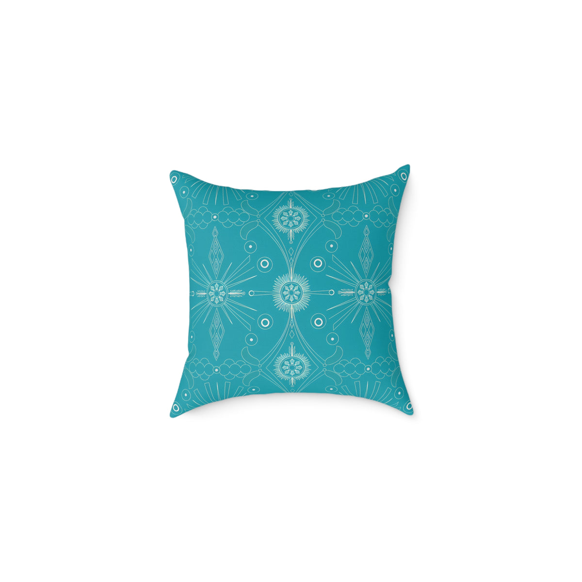 Turquoise Mandala Pattern Pillow | Square Poly Canvas Pillow