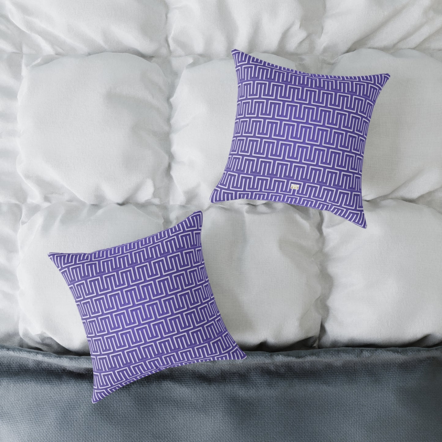 Geometric Maze Pattern Pillow | Purple Greek Key Throw Pillow